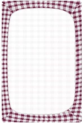 MNSRUU Crib Sheets for Boys Girls Maroon Gingham Pattern 1