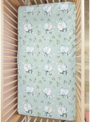 Pynnlts Cute Elephant Boho Leaves Crib Sheet