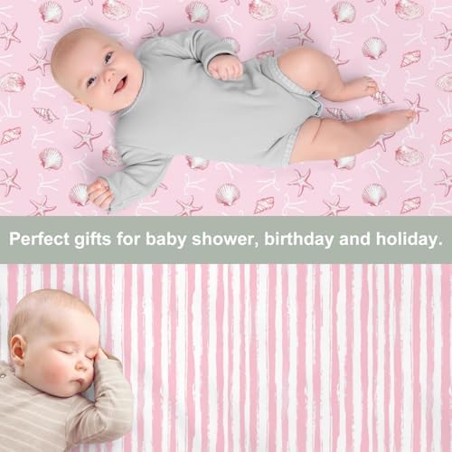 Pink Summer Conches Bows Sea Baby Crib Sheets 2 Pack