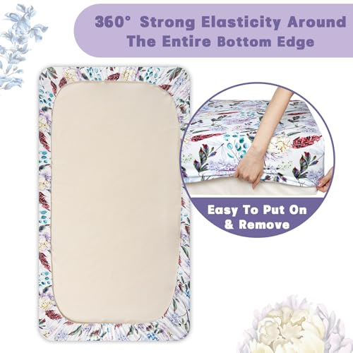 HNHUAMING Ultra Soft Crib Sheets with Purple Floral Design