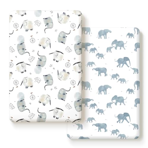GRSSDER Pack n Play Sheets 2 Pack Elephant Print 1