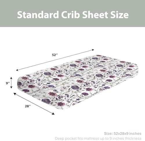 Vintage Purple Flowers Crib Sheet 52x28 Inch