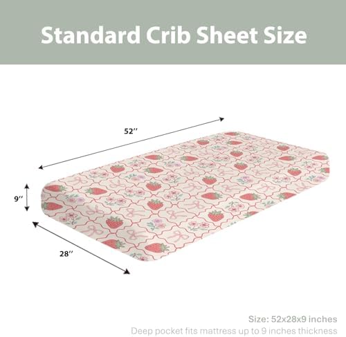52x28 Inch Boho Strawberry Crib Sheet for Girl