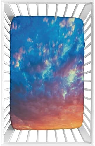 XISUNYA Decorative Crib Sheet Set Yellow Blue Microfiber 28x52