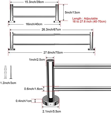 Adjustable Double Towel Bar Chrome 16-276 Inch