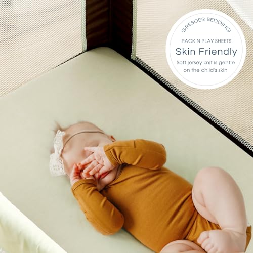 GRSSDER Mini Crib Sheets 3 Pack Sage Green