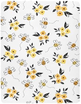 Gbjiemia Crib Sheets Bees and Flower for Boys Girls