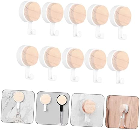 10pcs Wooden Bathroom Towel Hooks Wall Organizer