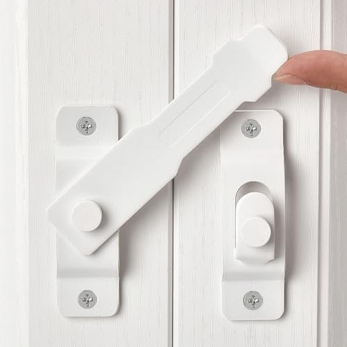INIRET 2 Pack Barn Door Latches Matte White Stainless Steel