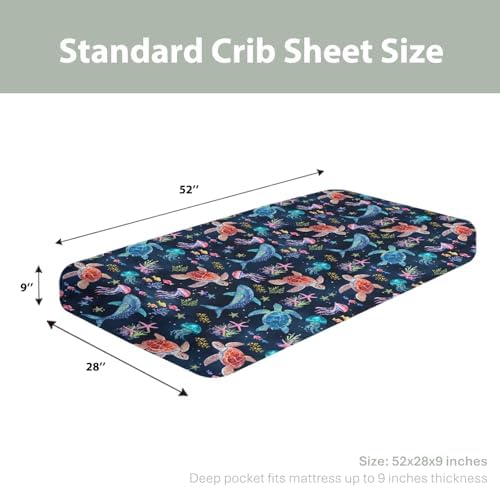 Fantasy Sea Animals Crib Sheet for Boy Girl 28x52