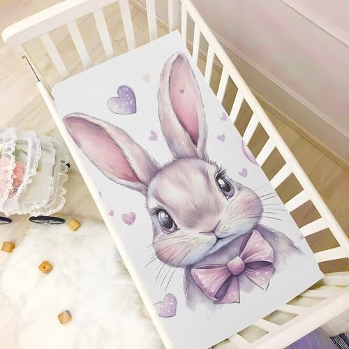 MNSRUU Crib Sheets for Boys Girls Bunny Head Breathable Fitted Playard Bedding
