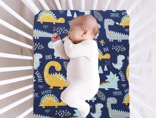 Aisawate 2 Pack Navy Dinosaur Crib Sheets