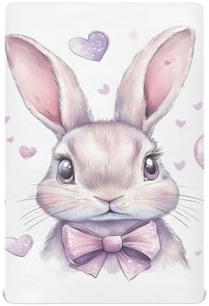 MNSRUU Crib Sheets for Boys Girls Bunny Head Breathable Fitted Playard Bedding