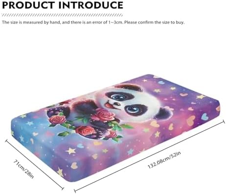 2 Pcs Breathable Crib Sheets for Boys with Panda Strawberry Pattern