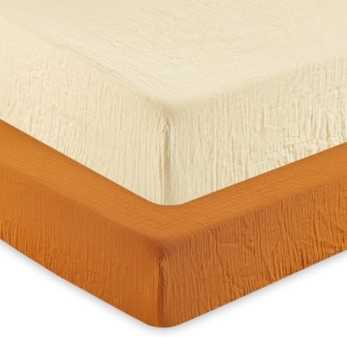 Davids Kids Muslin Crib Sheets 2 Pack Beige Ginger
