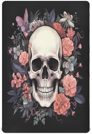 Floral Sugar Skull Crib Sheets Soft Breathable 52x28