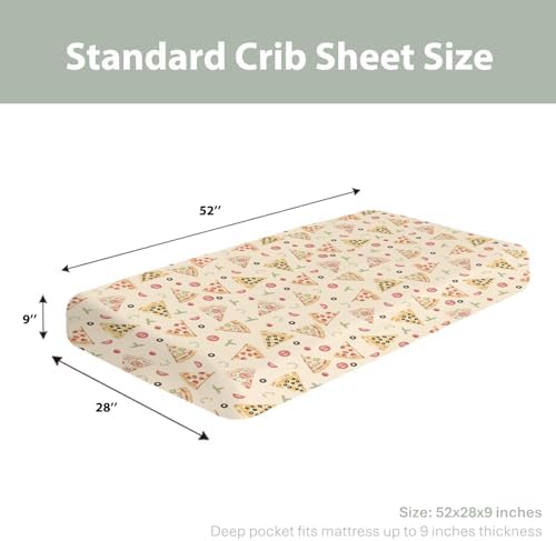 Watercolor Pizza Baby Crib Sheets 52x28 Inch