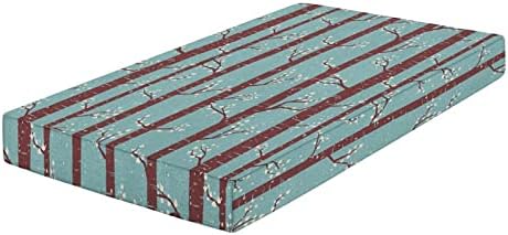 XISUNYA Decorative Crib Sheet Set Pale Blue Maroon Cream