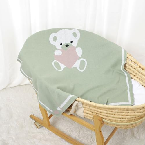 LAWKUL Babby Blanket Soft Swaddle 40x30in Light Green