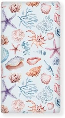 Watercolor Seashells Fitted Crib Sheet 28x52