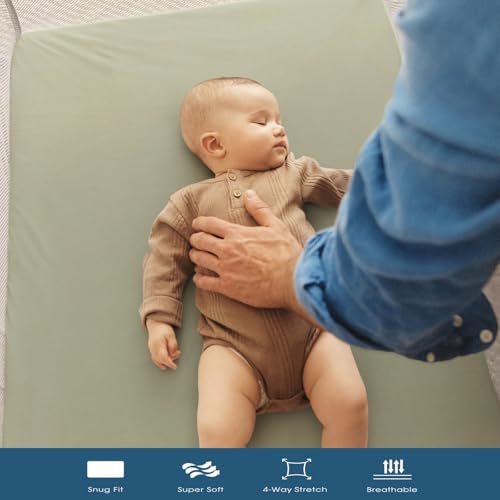 GRSSDER Mini Crib Sheets 3 Pack Sage Green