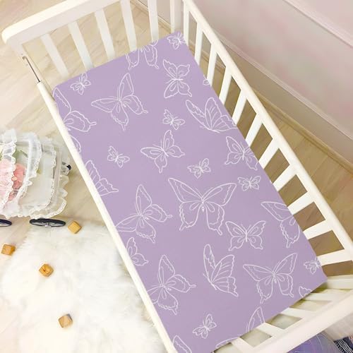 Gbjiemia Baby Crib Sheets Purple Butterfly Set