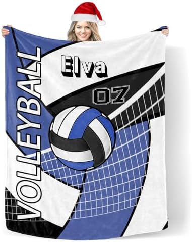 Custom Name Blanket Volleyball Blue Swaddling for Baby Shower Gift 30x40inch
