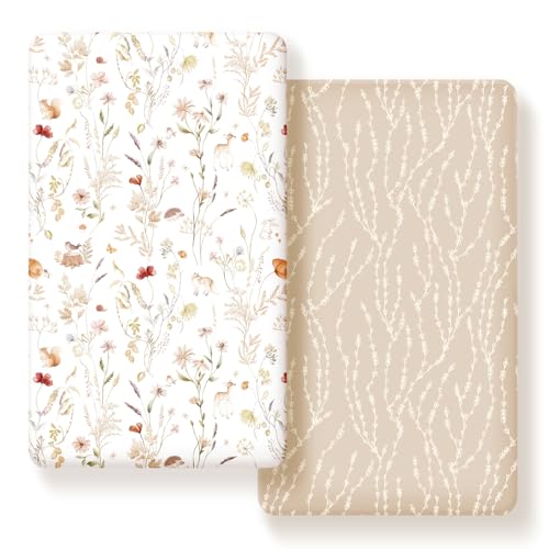 GRSSDER Ultra Soft Stretch Crib Sheets Set 2 Pack