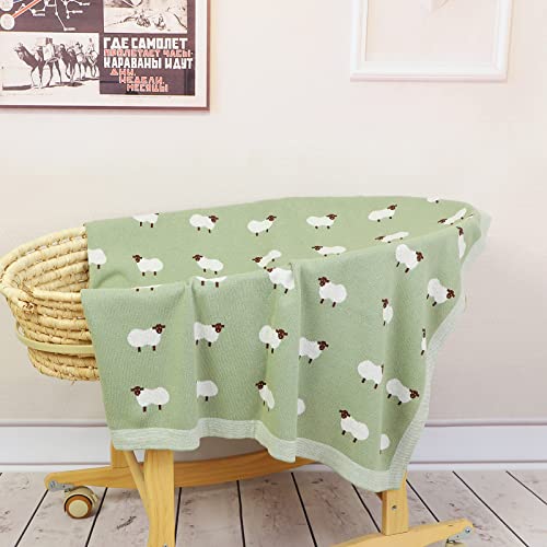 Mimixiong Cute Sheep Baby Blanket 100 Cotton 30x40 Inches Light Green
