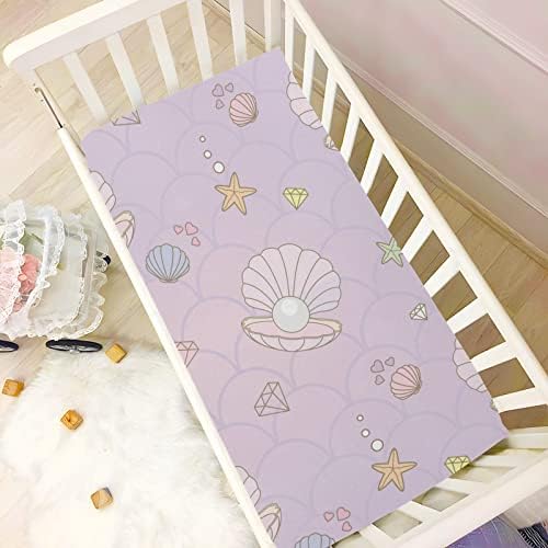 ALAZA Mermaid Tail Seashell Starfish Pink Crib Sheet