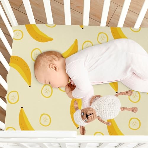 Gbjiemia Banana Slices Crib Sheets for Baby Boys Girls 39x27x5in