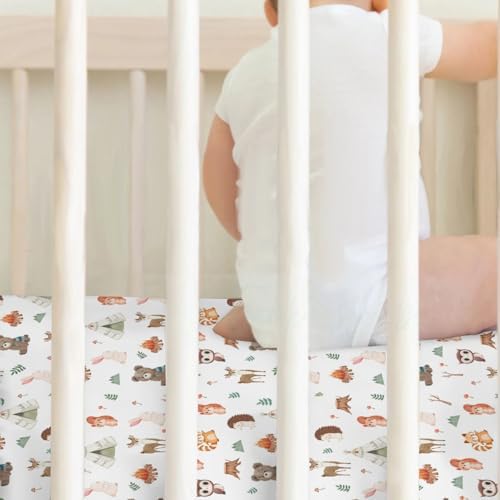 Camping Animals Baby Crib Sheets 52x28In 2 Pack