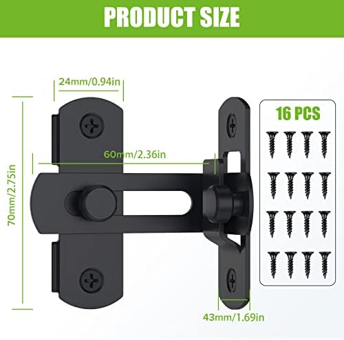 Mbotnee 90 Degree Barn Door Lock 2pcs Black