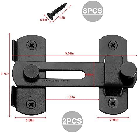 Kindoodos Barn Door Latch Lock Black Stainless Steel 1