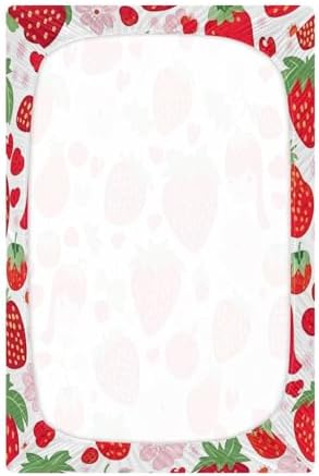 Jihqo Strawberry Red Crib Sheets Pack N Play Soft Breathable