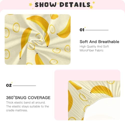 Gbjiemia Banana Slices Crib Sheets for Baby Boys Girls 39x27x5in