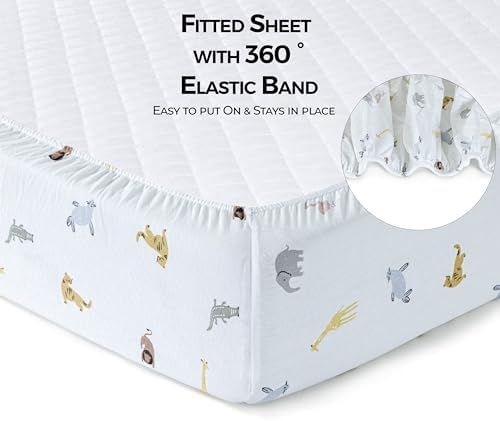 Dreamology 2-Pack Crib Sheets - Soft 100 Cotton Blue Animals Print
