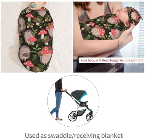 Muishi Cute Baby Hedgehog Swaddle Blanket and Hat Set 1