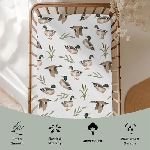 Wild Duck Pattern Crib Sheets 28x52 Fitted Baby Mattress Cover