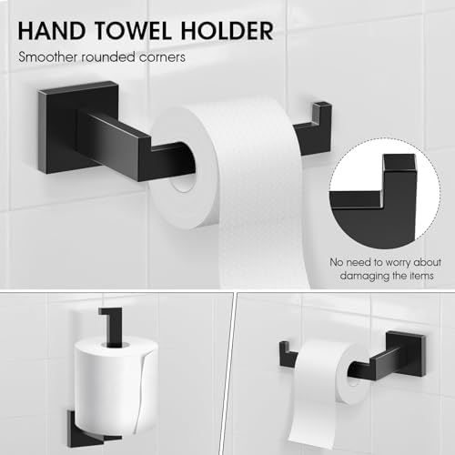 BOZWELL 5-Piece Matte Black Bathroom Hardware Set