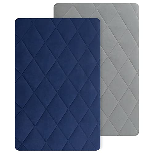 TILLYOU Pack n Play Sheets Pad 2 Pack - Thick Soft Gray Navy