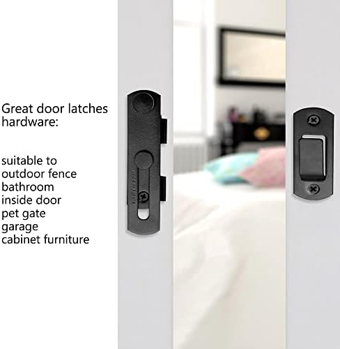 Kindoodos Barn Door Latch Lock Black Stainless Steel 1
