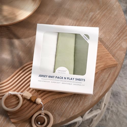 GRSSDER Mini Crib Sheets 3 Pack Sage Green
