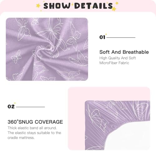Gbjiemia Baby Crib Sheets Purple Butterfly Set