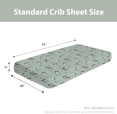 Green Mallard Ducks Crib Sheets 52x28 Inches Fitted Mattress Cover
