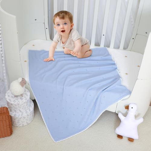 Wugugu Baby Blanket Swaddling 30x40 Inch Cotton Knit
