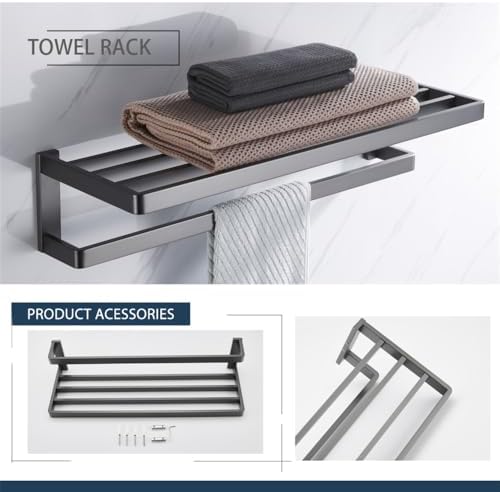 TAOLE Matt Black Bathroom Hardware Kit with 6 Hooks
