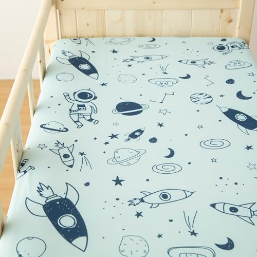 SDIII 2 Pack Space Dinosaur Crib Sheets for Boys Girls
