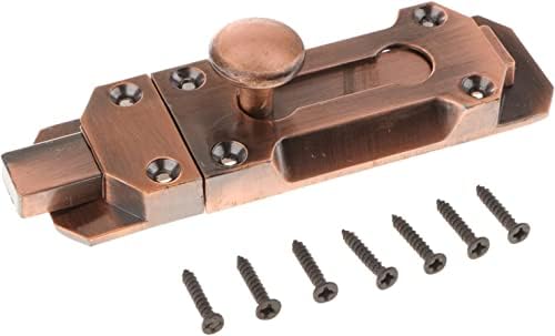 SHAUNI Brass Gate Slide Latch Lock Red Copper 5in