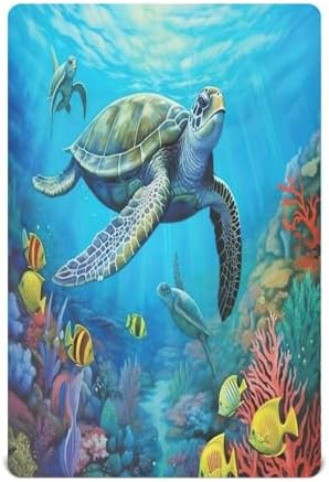 Jihqo Underwater Sea Turtle Crib Sheets for Baby 52x28 Inch